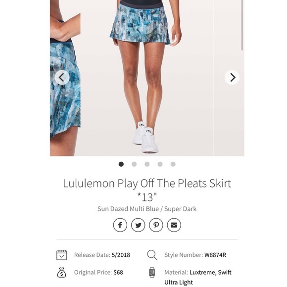 NWOT Lululemon Play Off The Pleats Skirt *13" in Sun Dazed Multi Blue - Picture 11 of 11